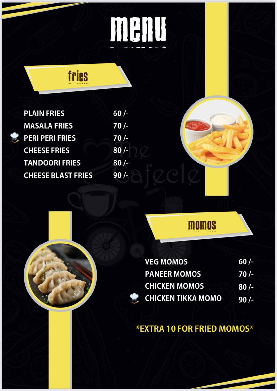 The Cafecle menu