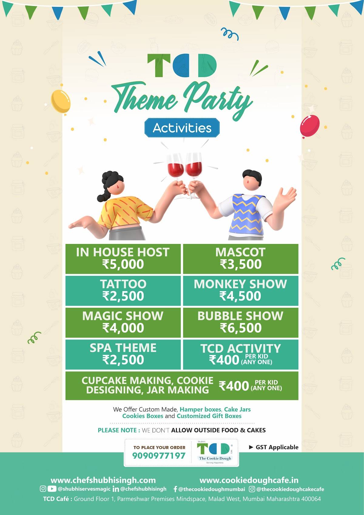 The Cookie Dough Cafe menu