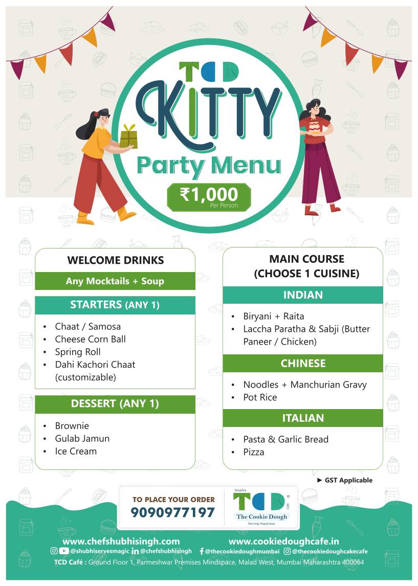 The Cookie Dough Cafe menu