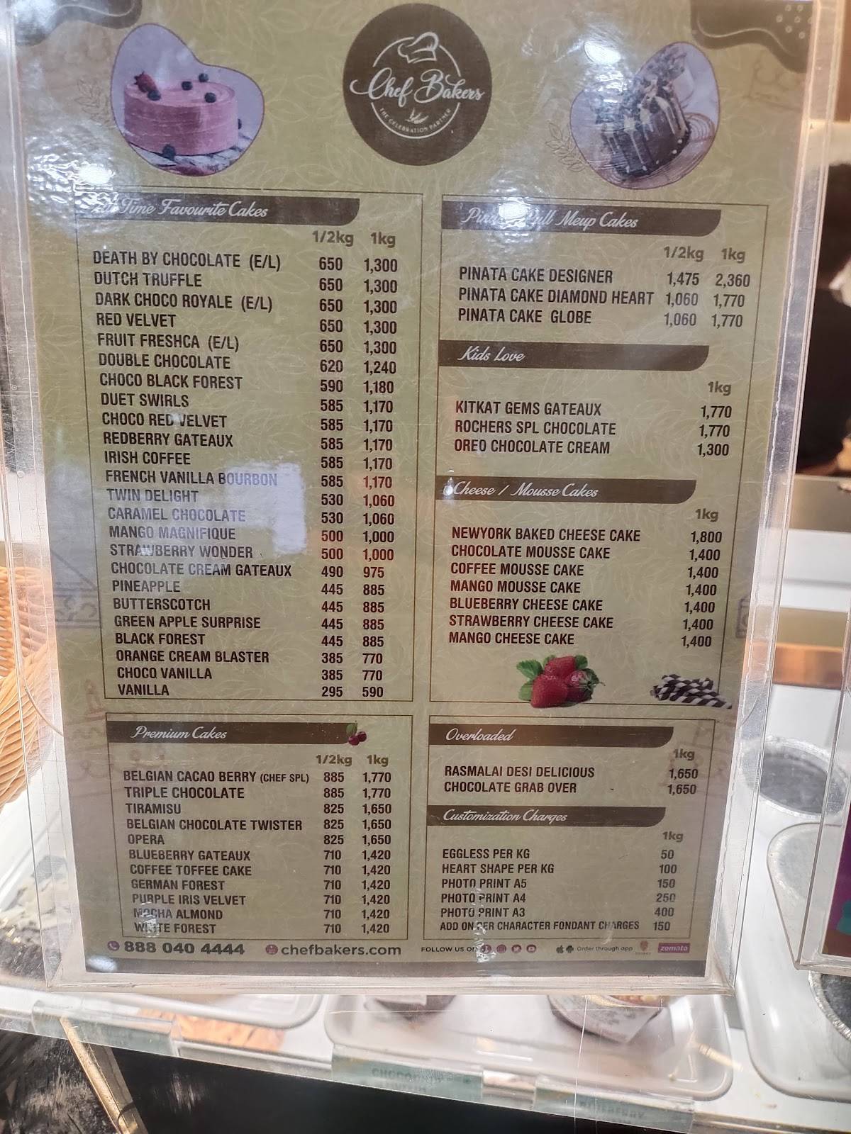 The Excellent Cake Cafe menu