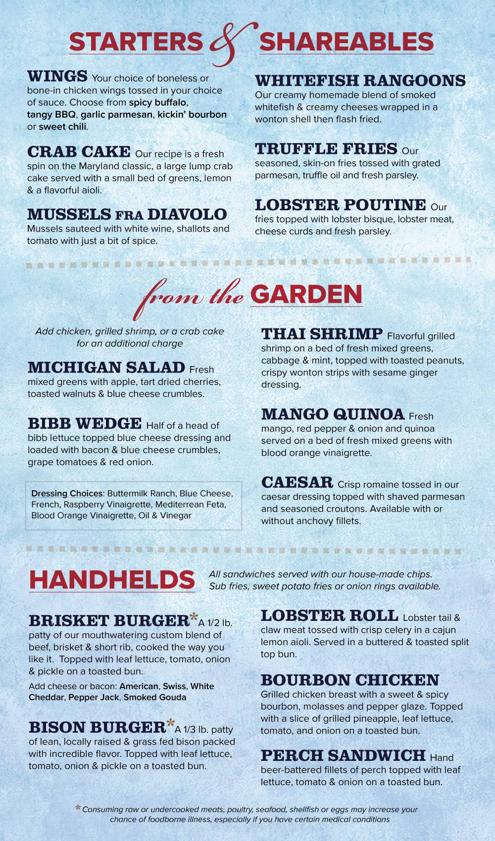 Menu at The Hook Lakeside Grill pub & bar, Mackinaw City
