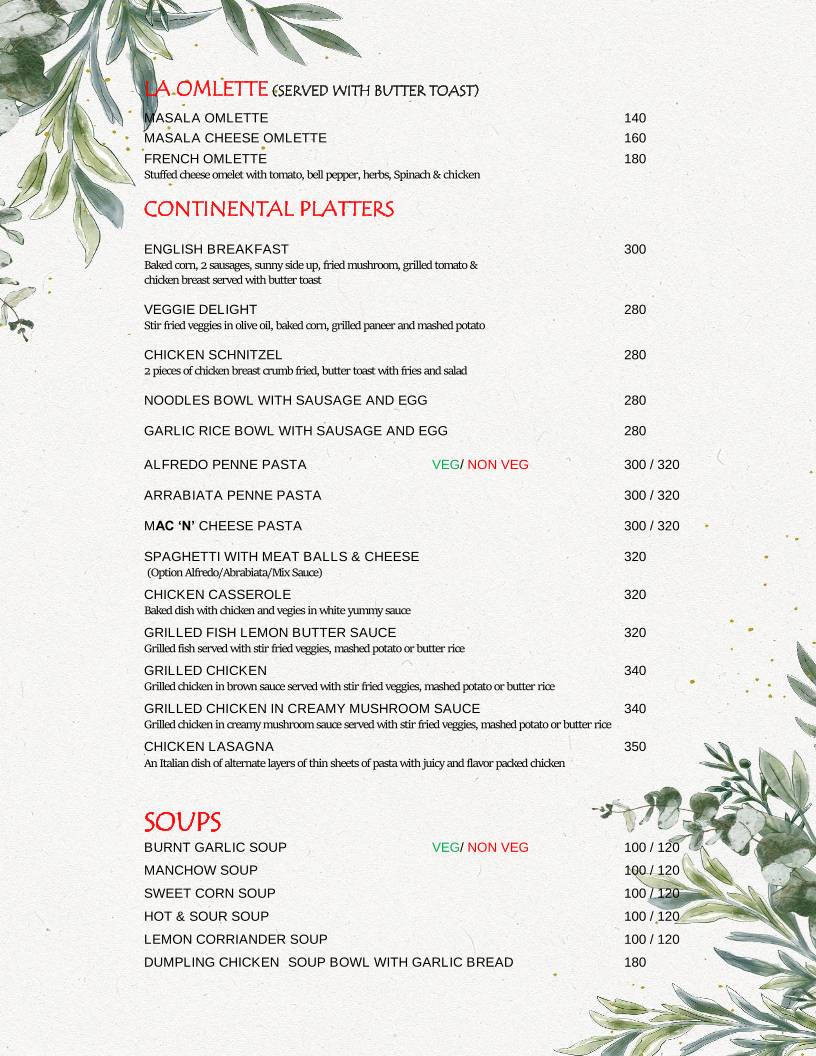 The Kaffeine Klub menu