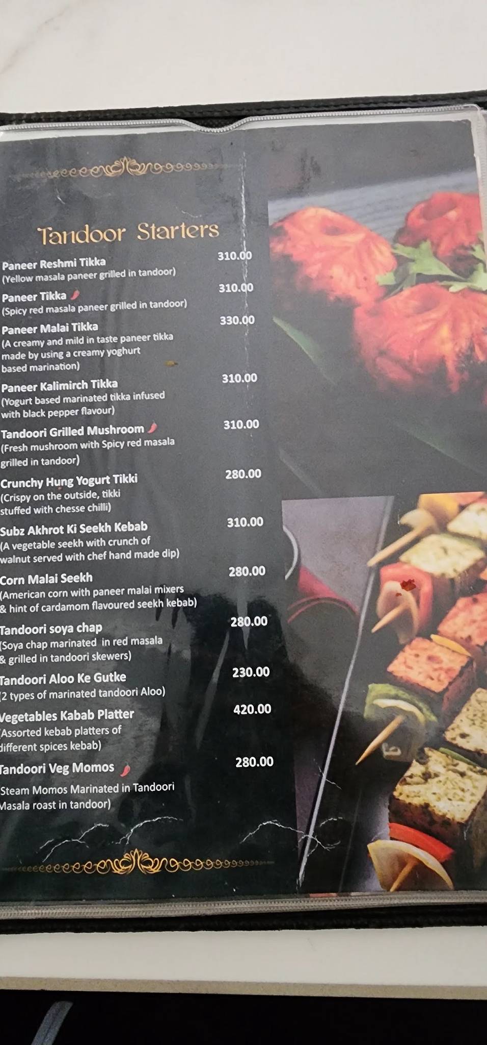 The Kailasa Restaurant menu