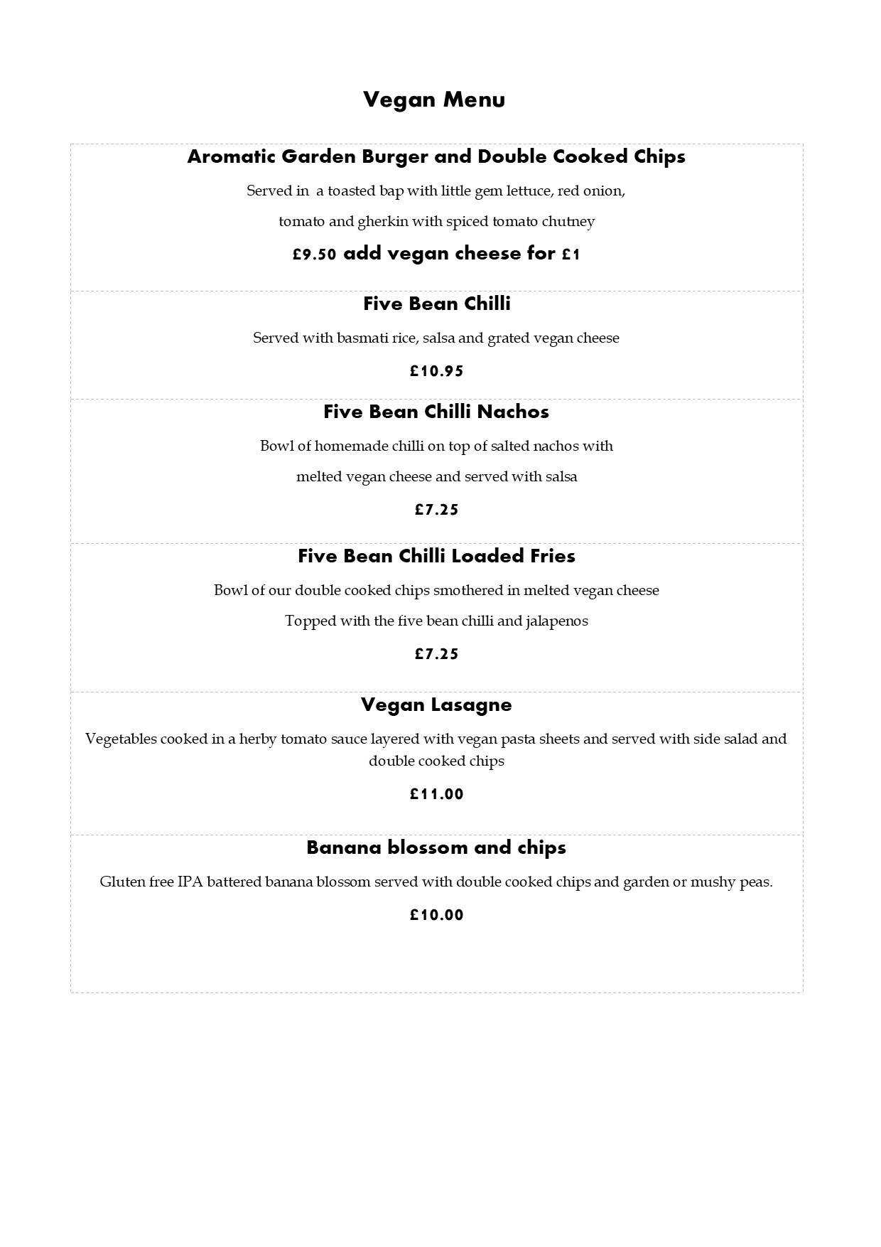Menu at The Kings Arms pub & bar, Hartland