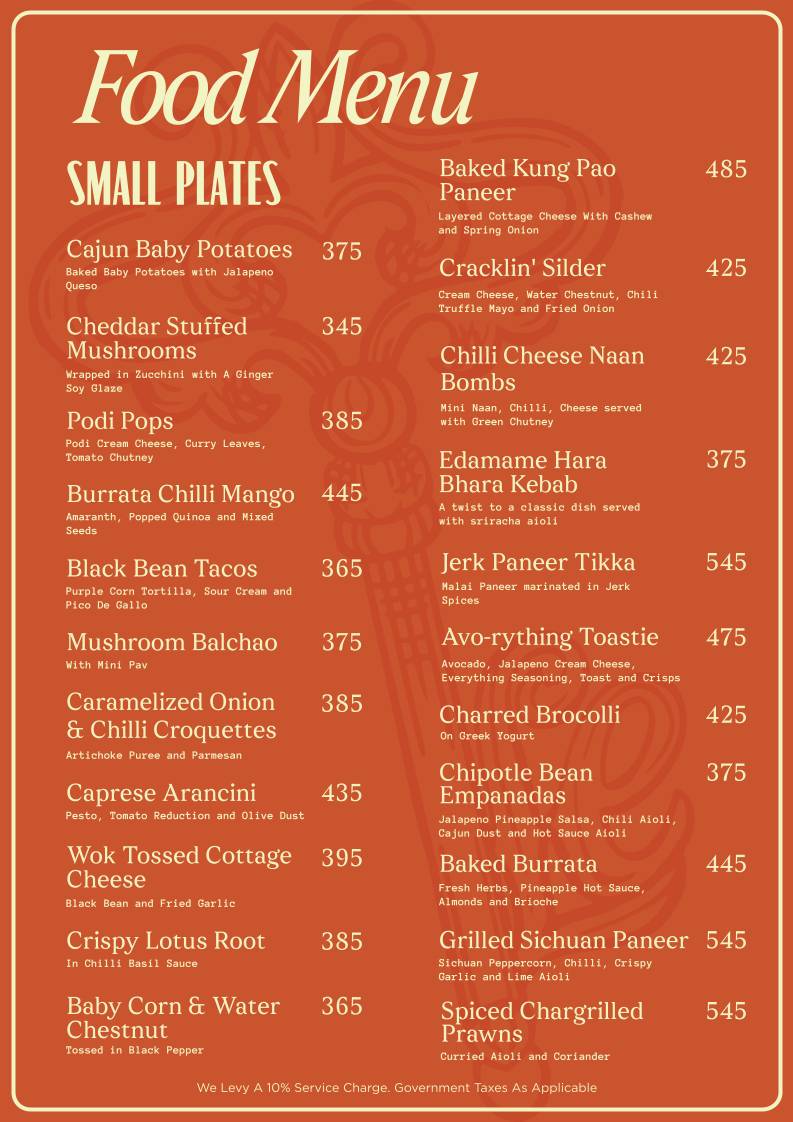 The Little Easy menu