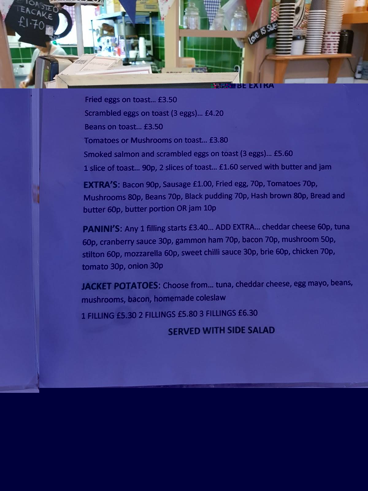 Menu at The Olive Tree cafe, Horsham, Shopping Precinct