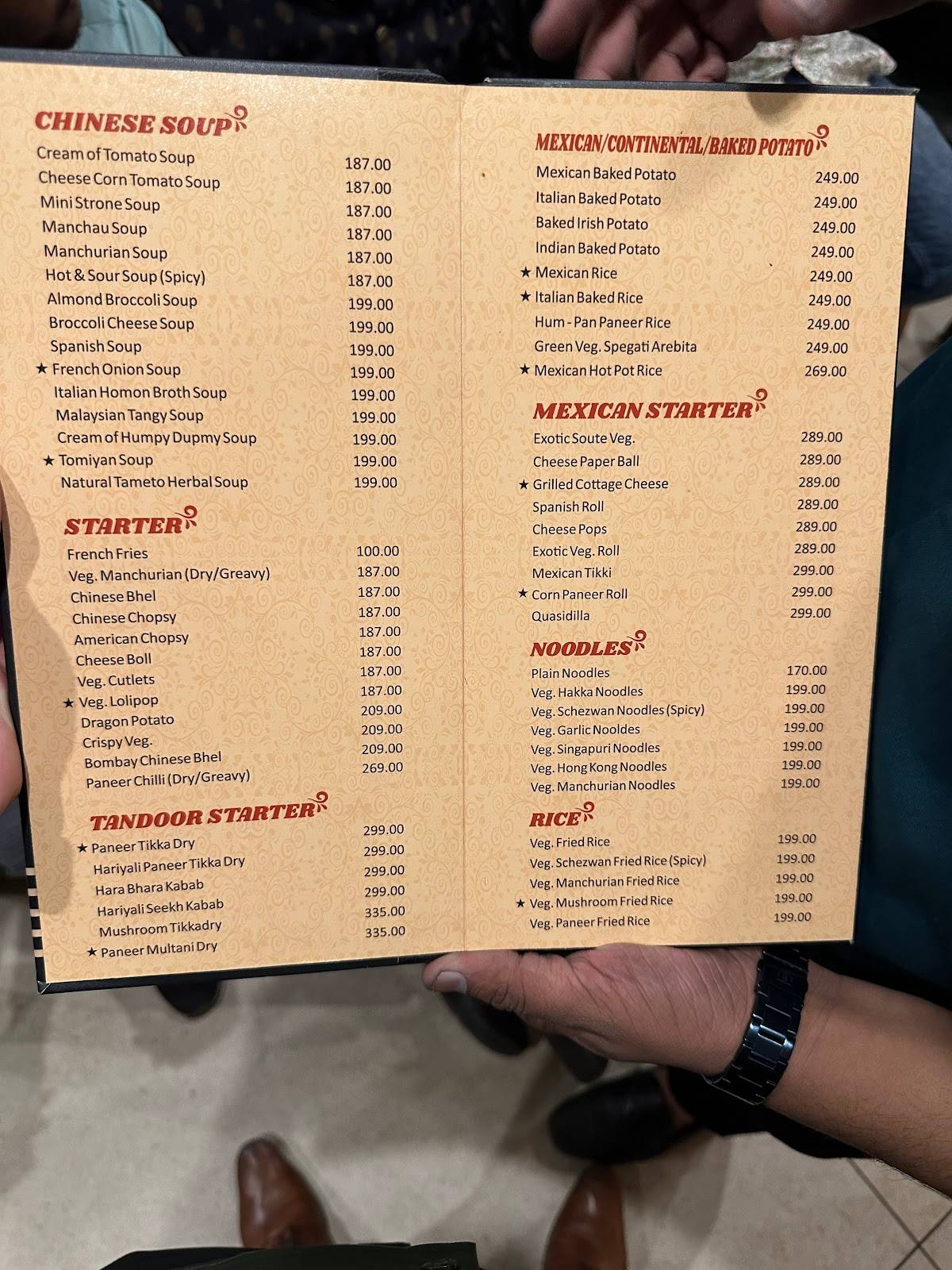 The Om Restaurant menu