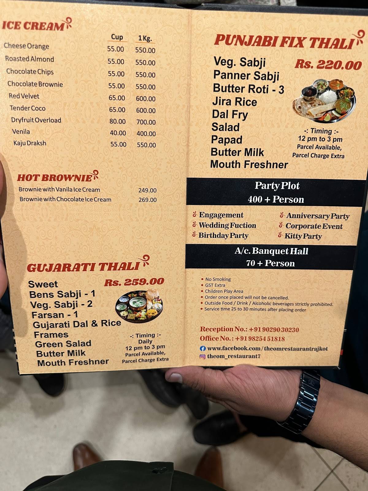 The Om Restaurant menu