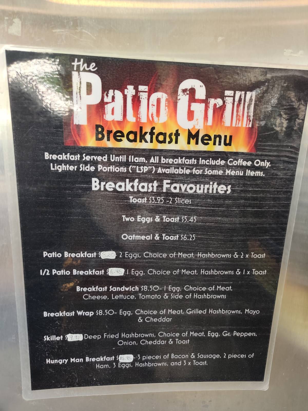 Menu at The Patio Grill restaurant, Grunthal