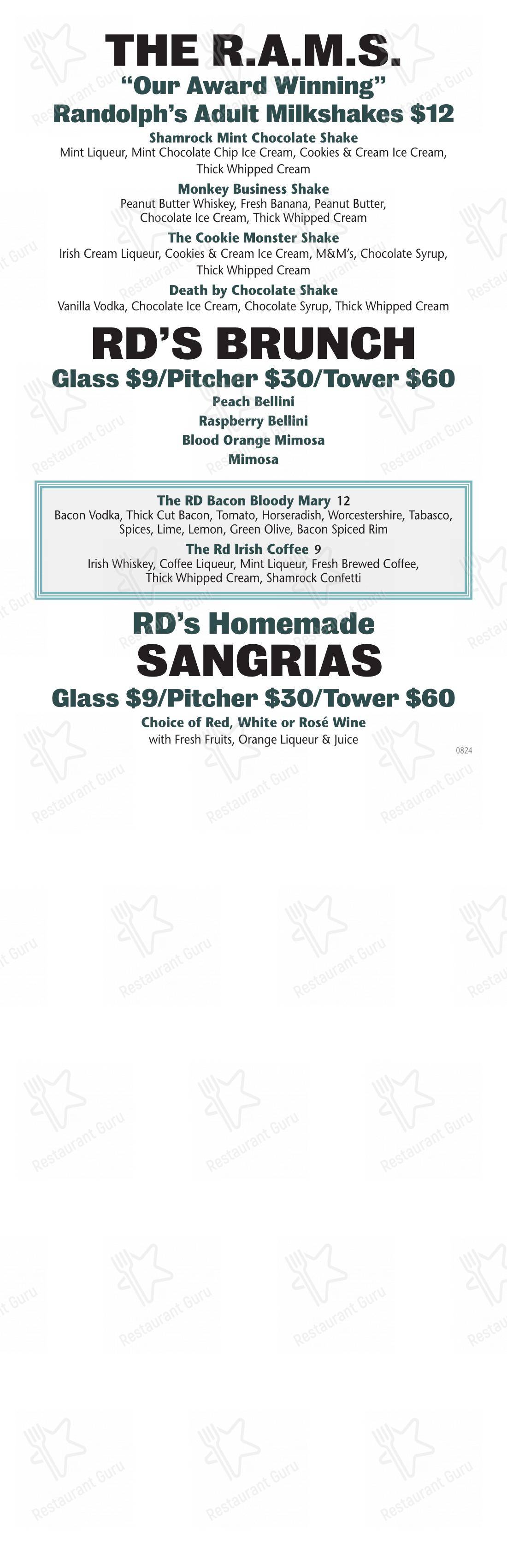 Menu at The Randolph Diner Bar & Grill, Randolph, 517 NJ-10