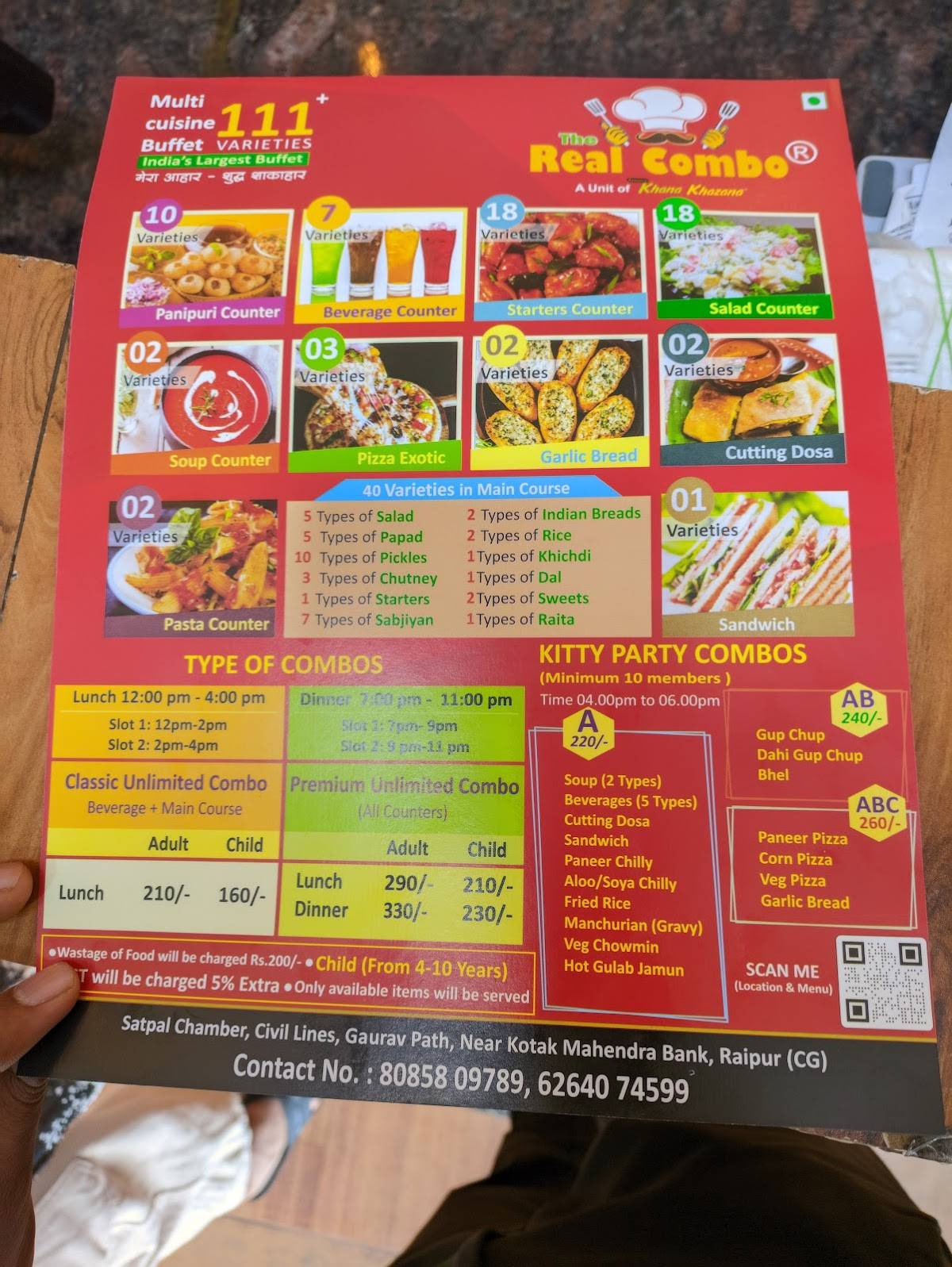 The Real Combo Restaurant menu