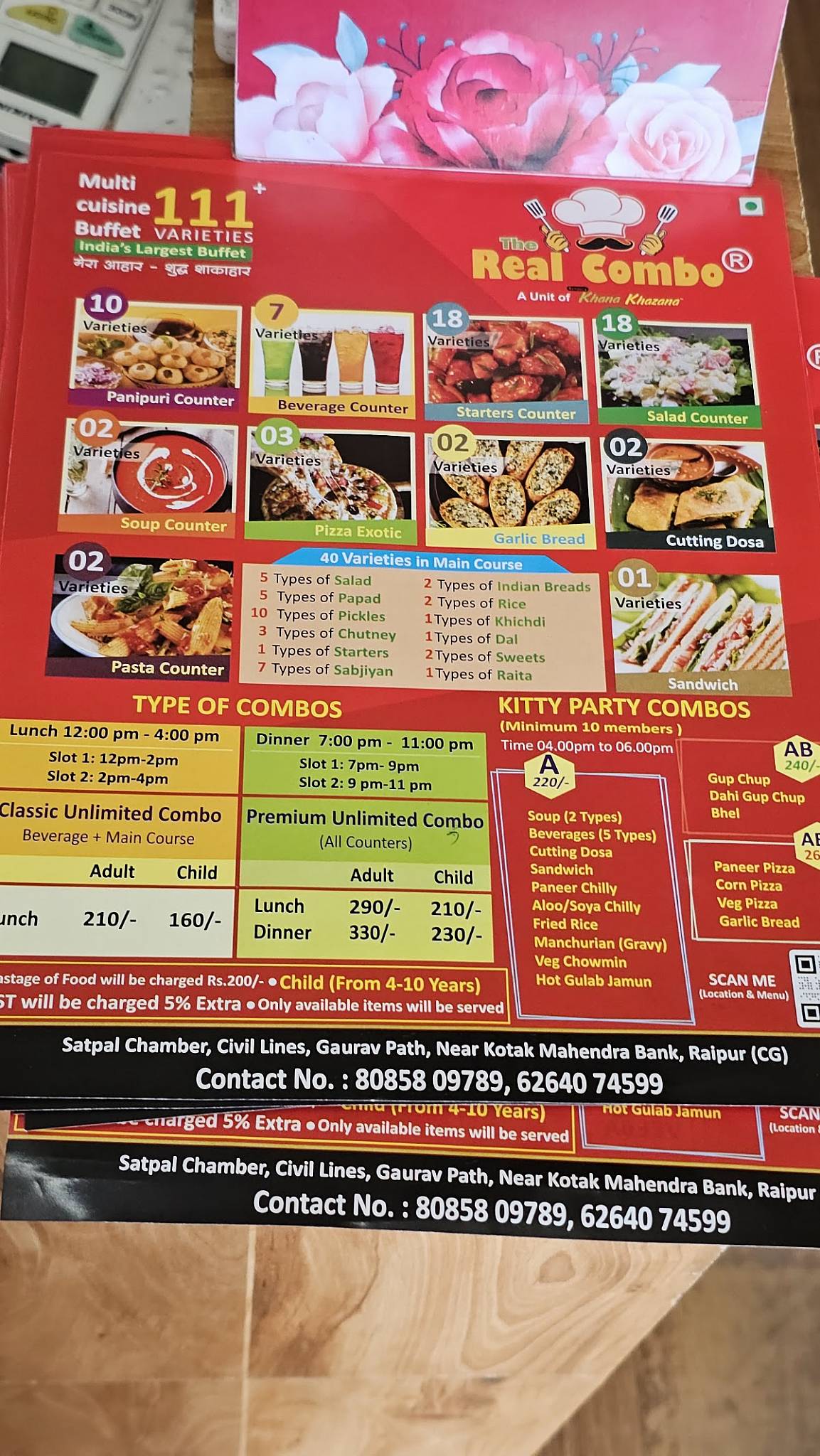 The Real Combo Restaurant menu