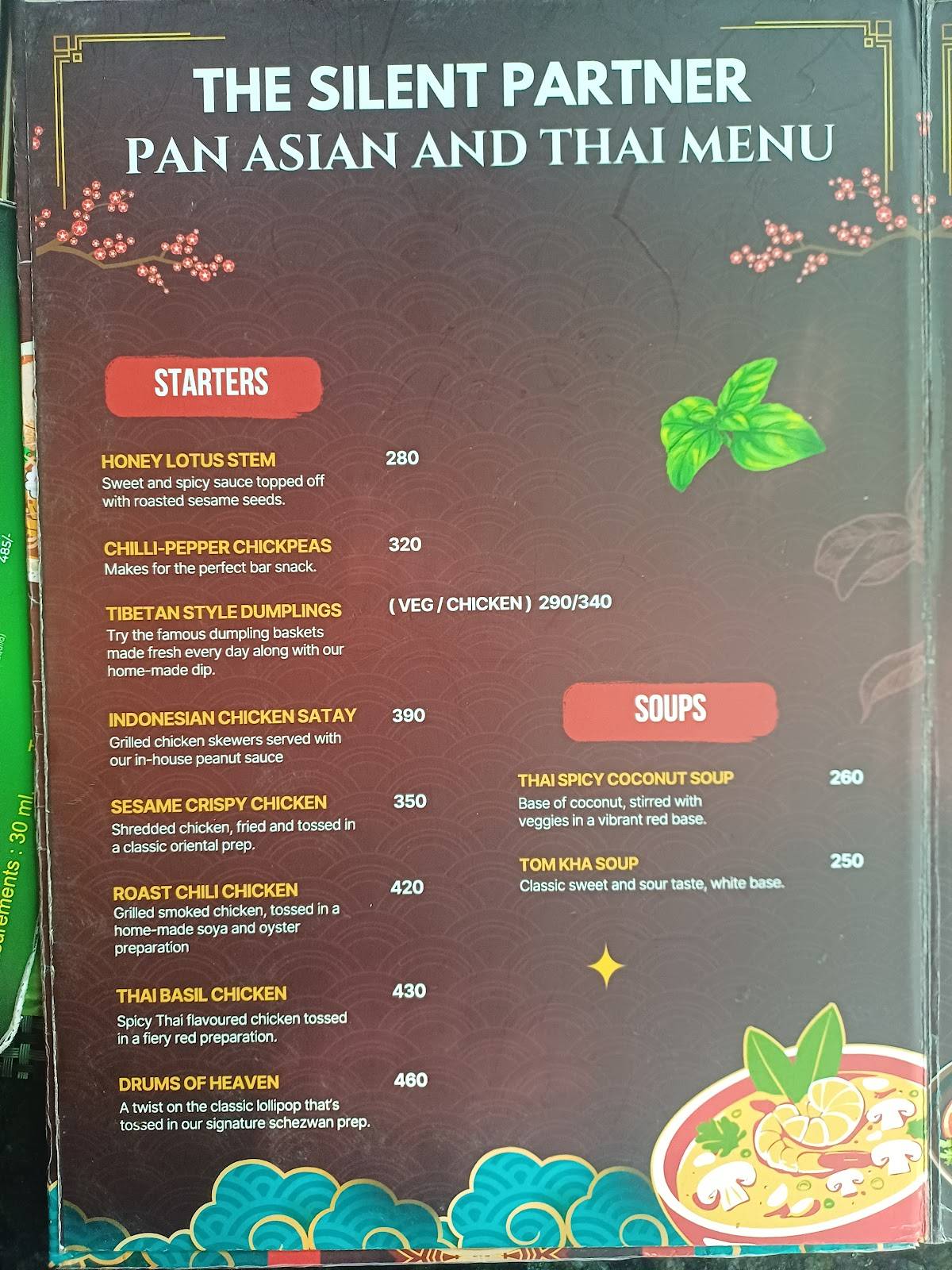 The Silent Partner menu