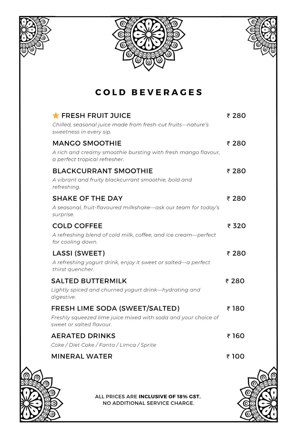 The Sitting Elephant - A Rooftop Restaurant Overlooking River Ganga menu