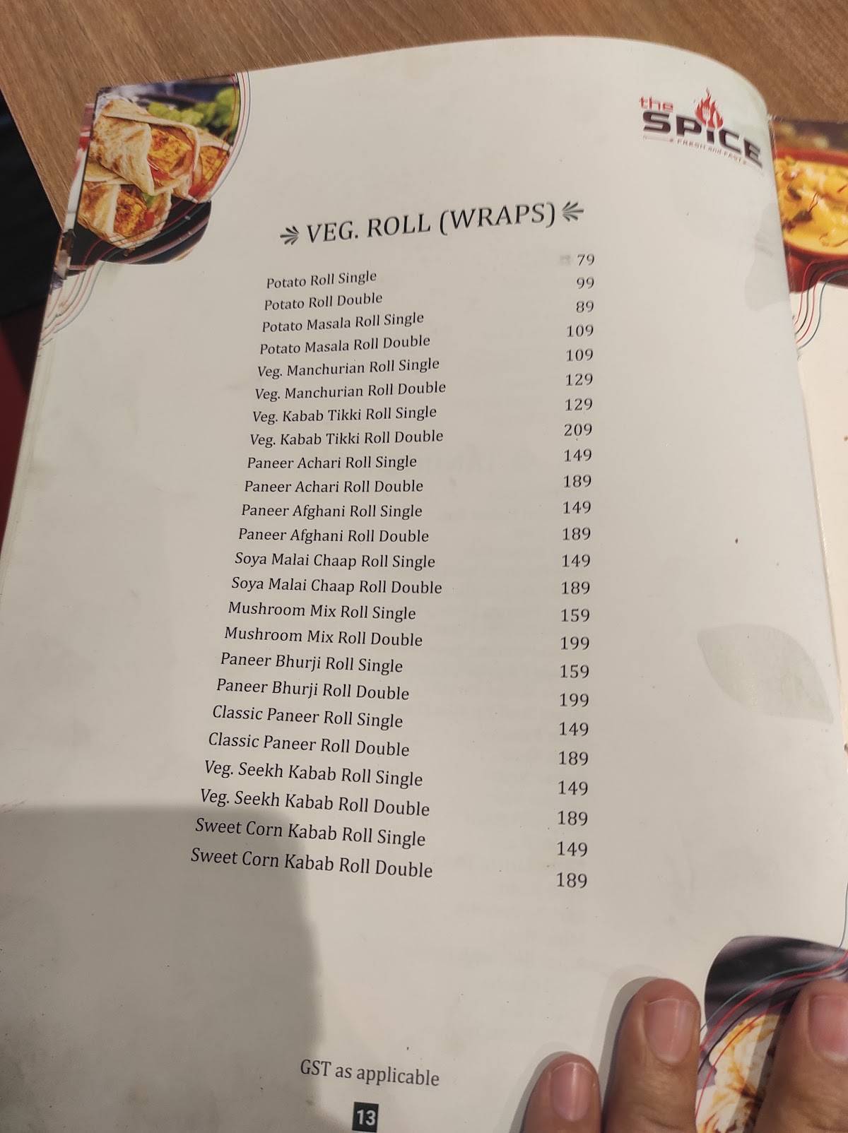 The Spice Fresh And Fast menu