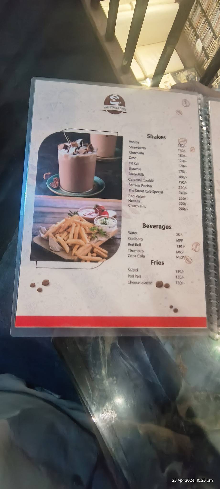 The Street Cafe menu