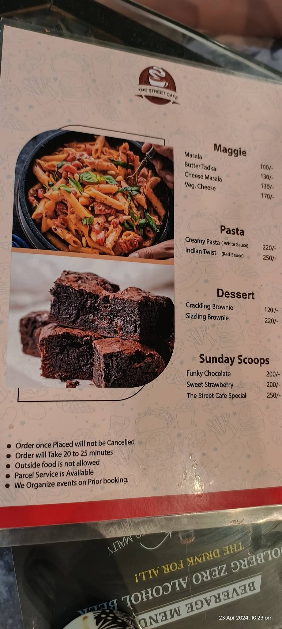 The Street Cafe menu