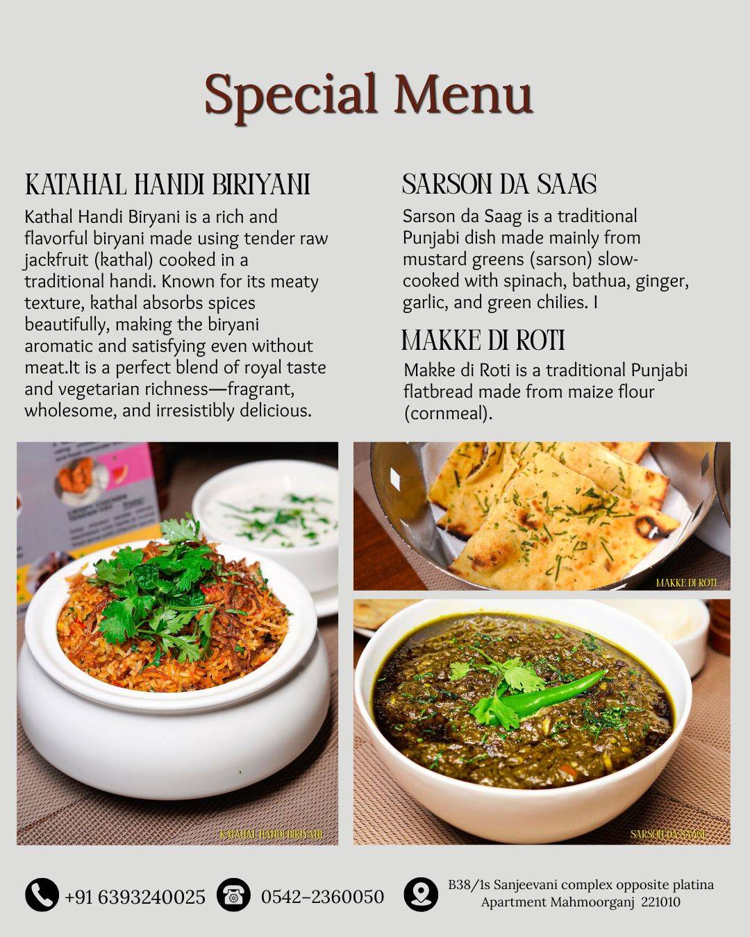 The Taste Factory menu