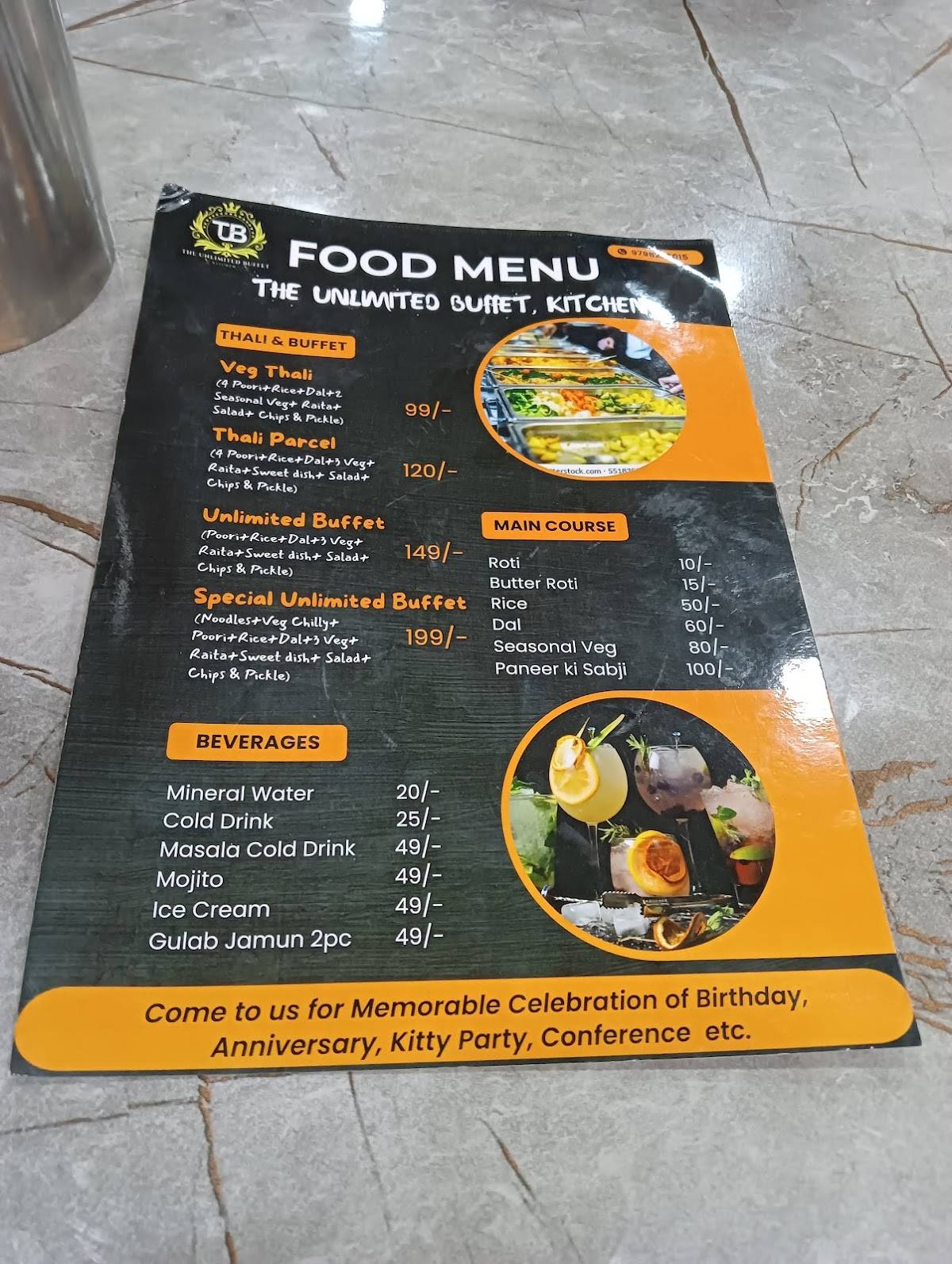 The Unlimited Buffet Kitchen menu