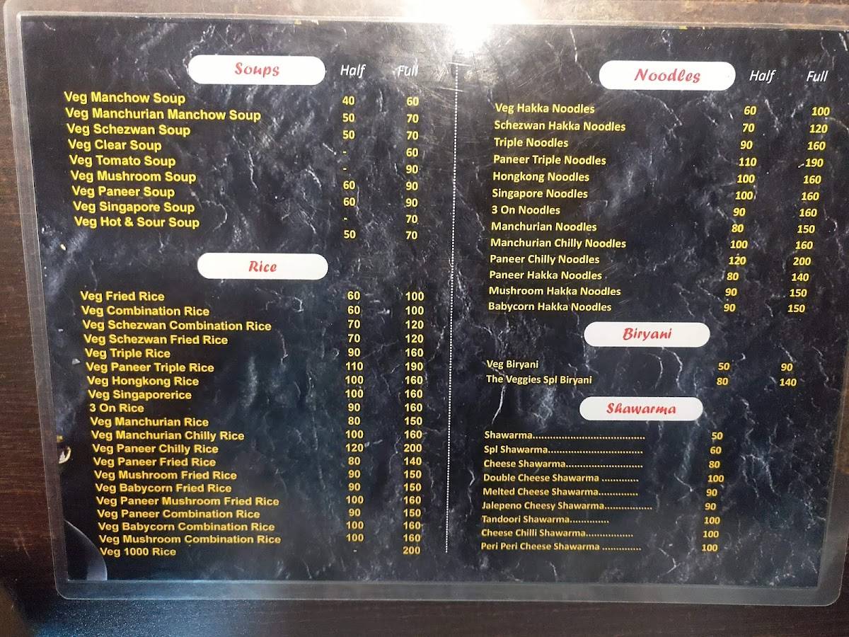 The Veggies Kitchen menu
