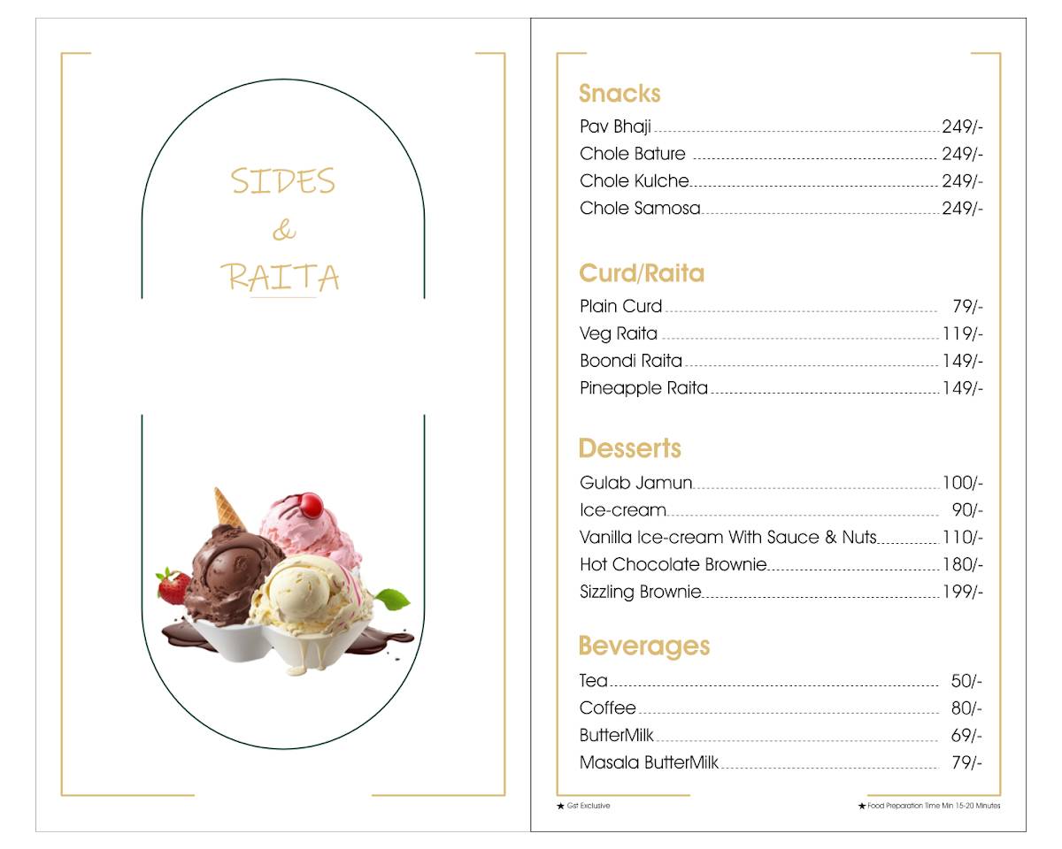 The Vikram's Kitchen menu