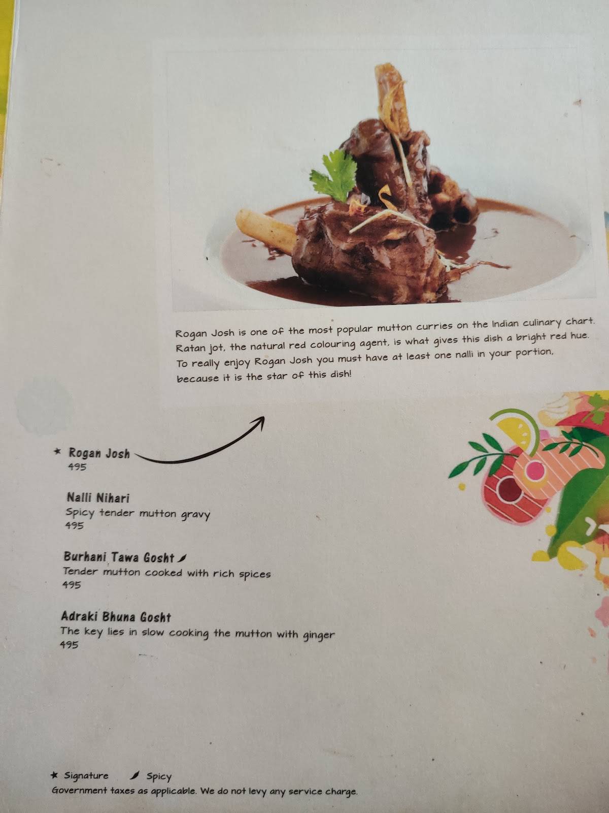 The Yellow Chili menu