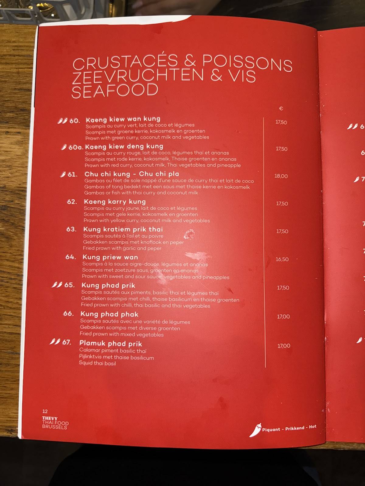 Menu de Thevy