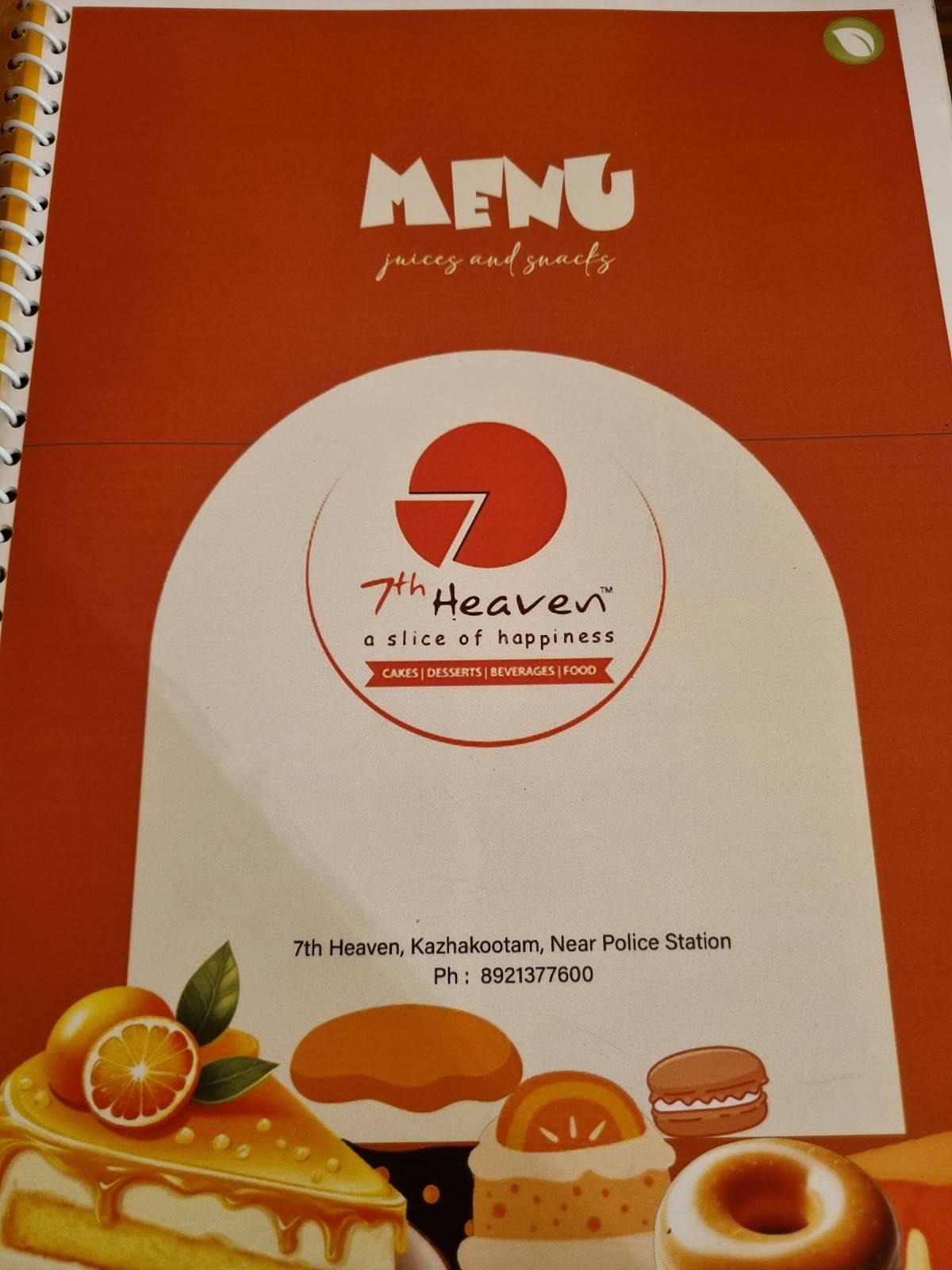 7th heaven kazhakuttam menu