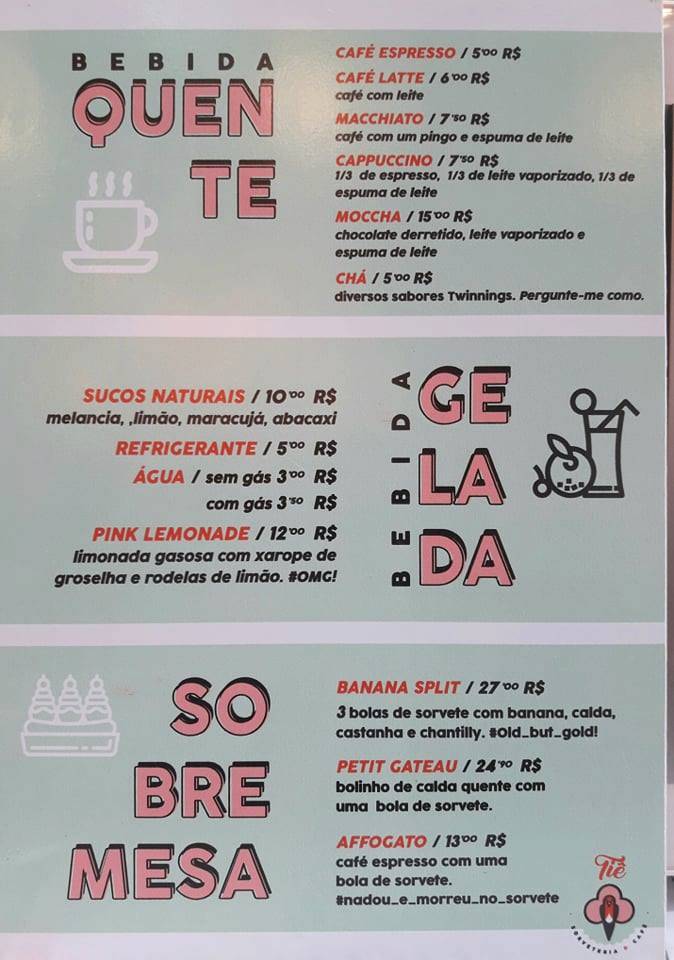 Tiê - Sorveteria & Café cardápio
