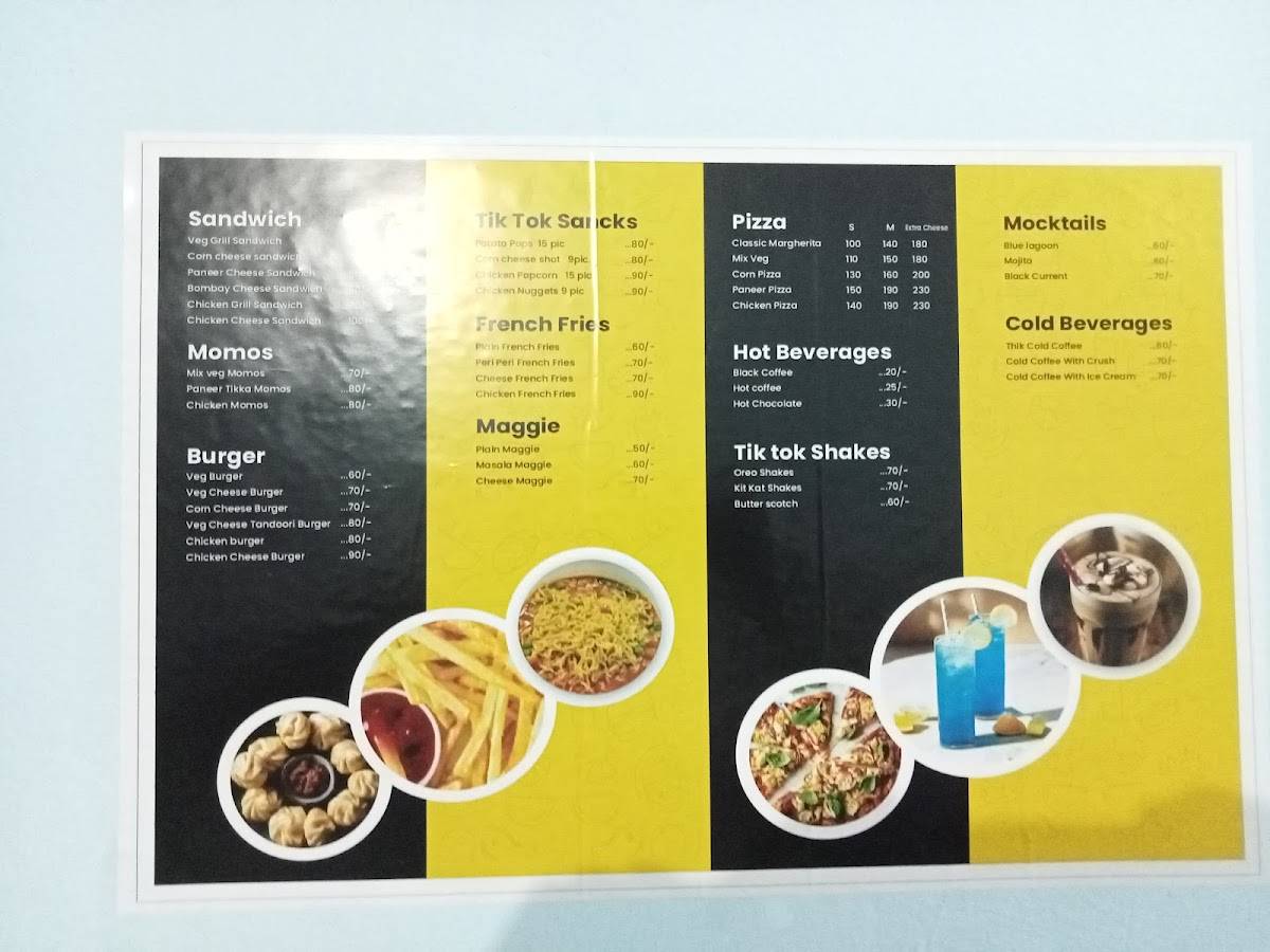 Tik Tok Cafe menu