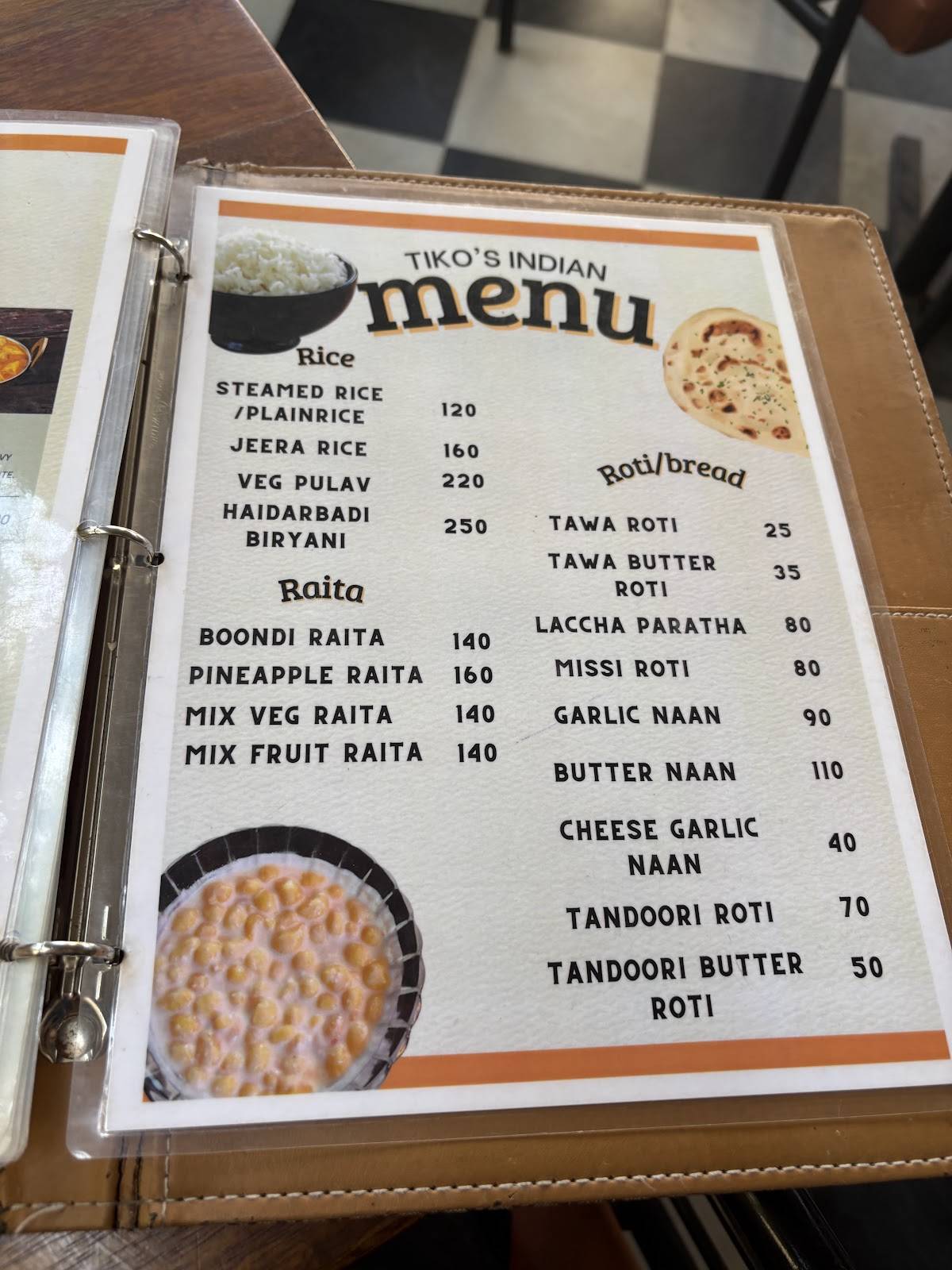 Tikos menu