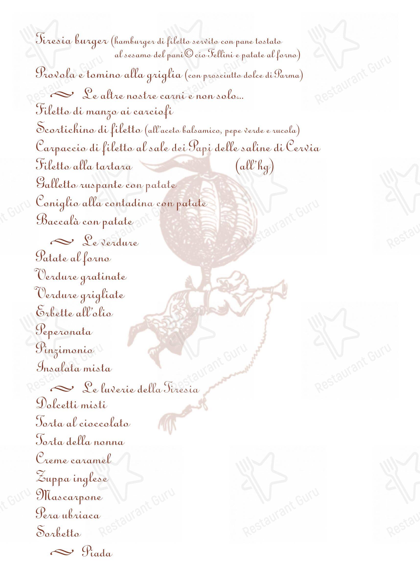 Menu per Osteria Tiresia - Ristorante di Carne e Specialità Romagnole a Rimini ristorante