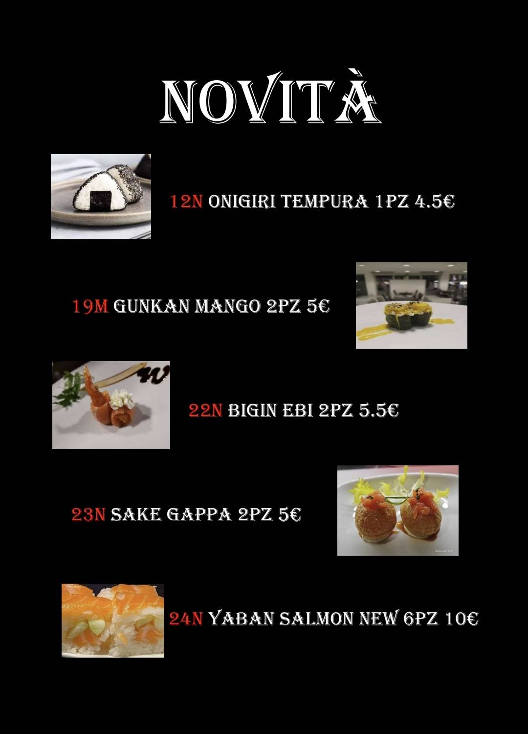 Menu di Tokyo sushi 