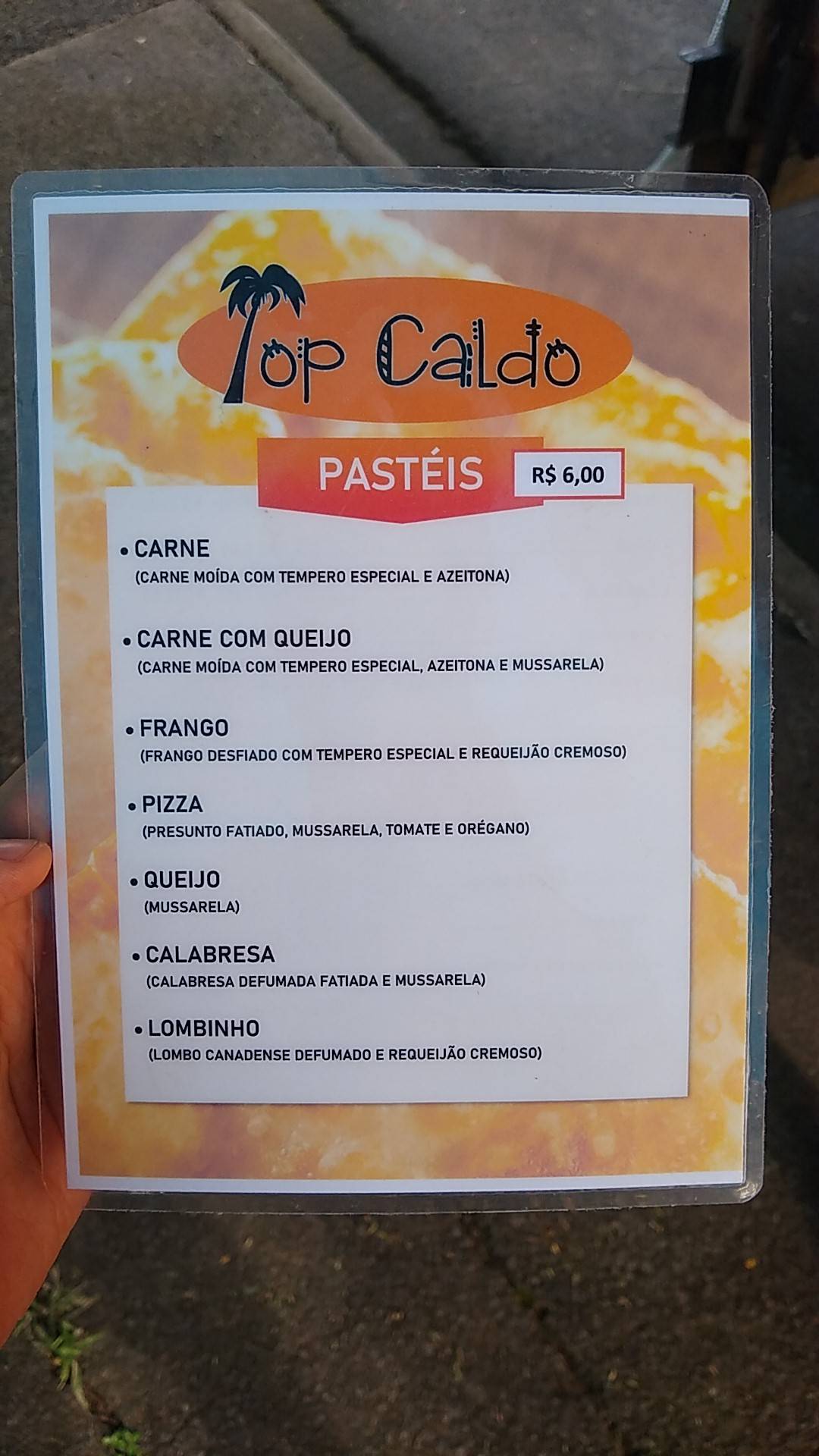 Top Caldo cardápio