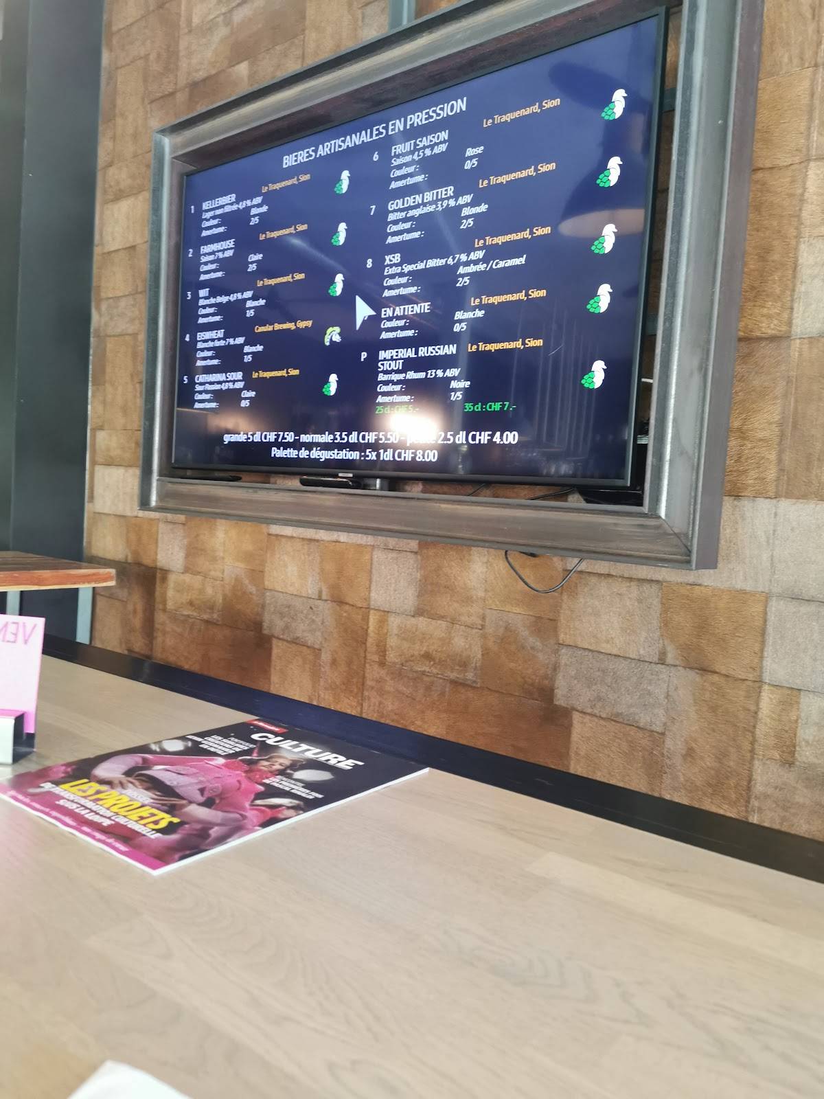 Menu de Traquenard Tap Room
