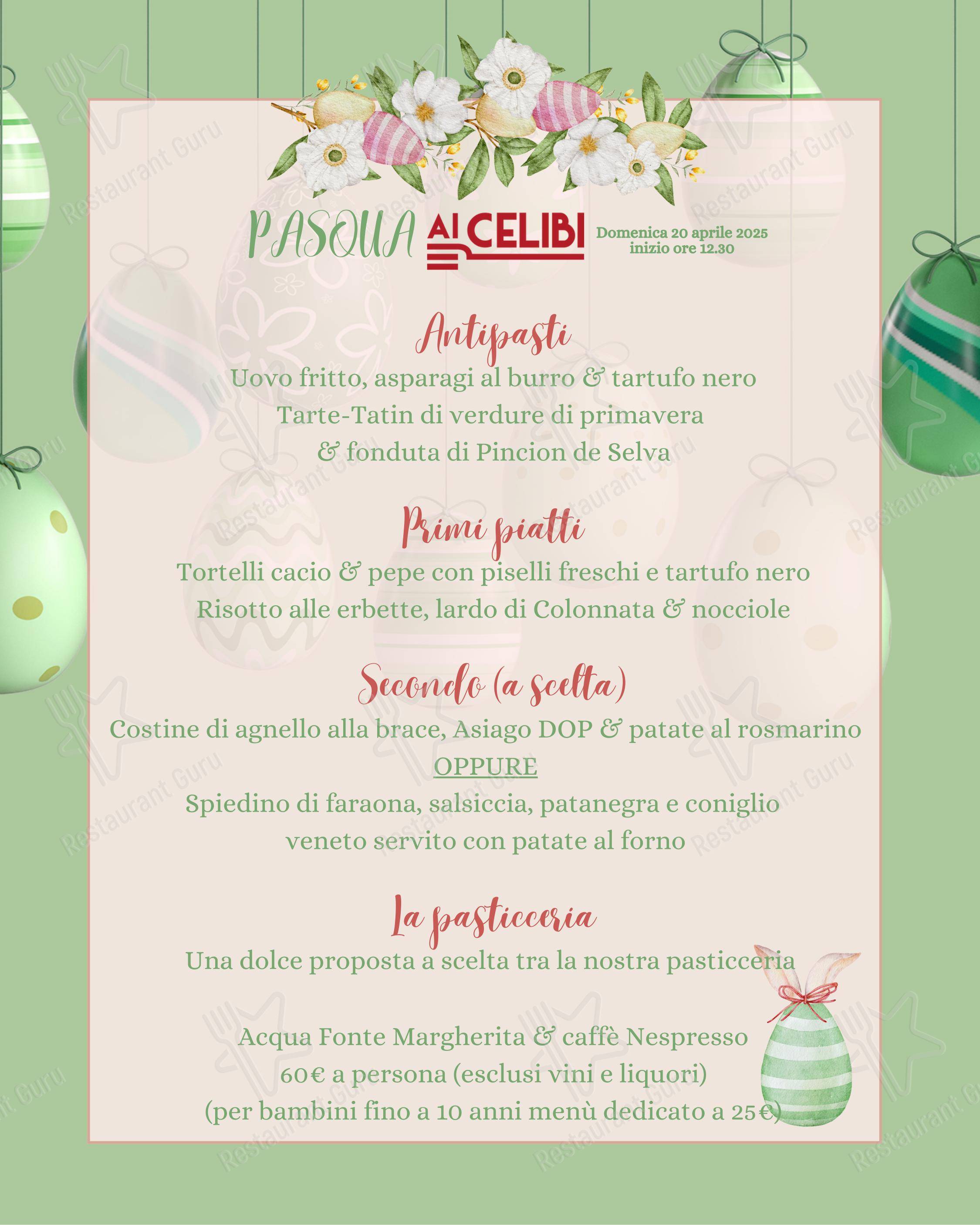 Trattoria Ai Celibi in Arcugnano - Menu