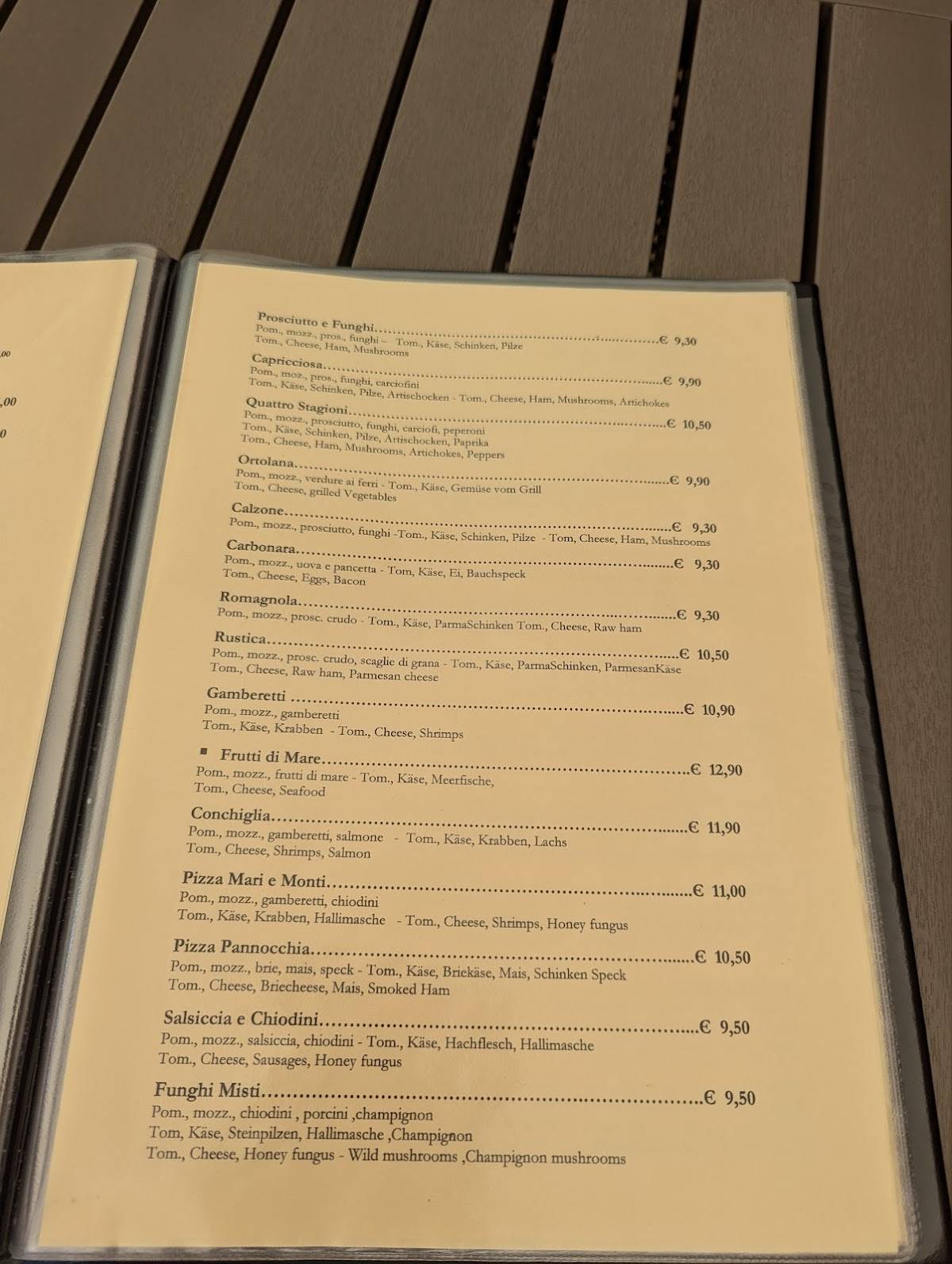 Menu di Trattoria Al Funghetto 