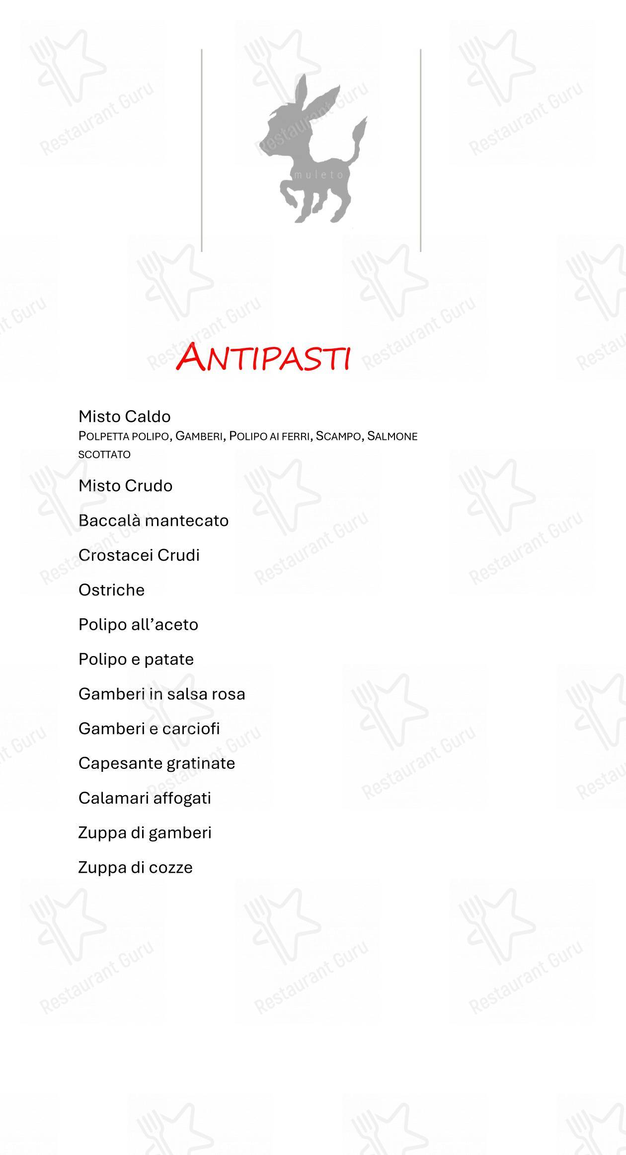 Menu di Trattoria Al Muleto - Menu