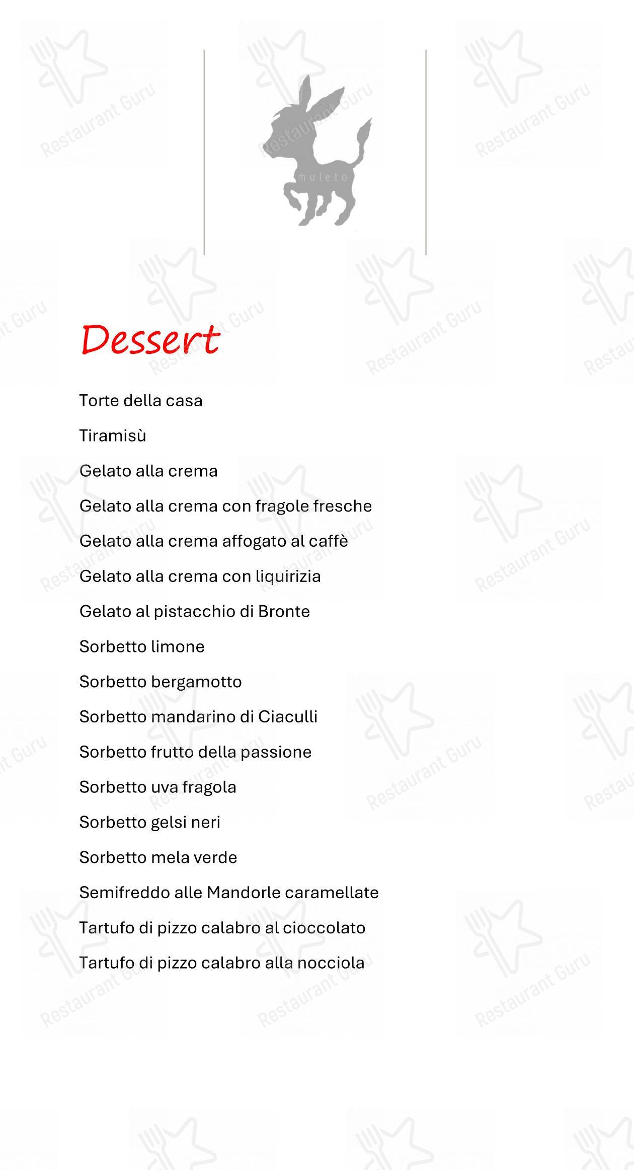 Menu di Trattoria Al Muleto - Menu