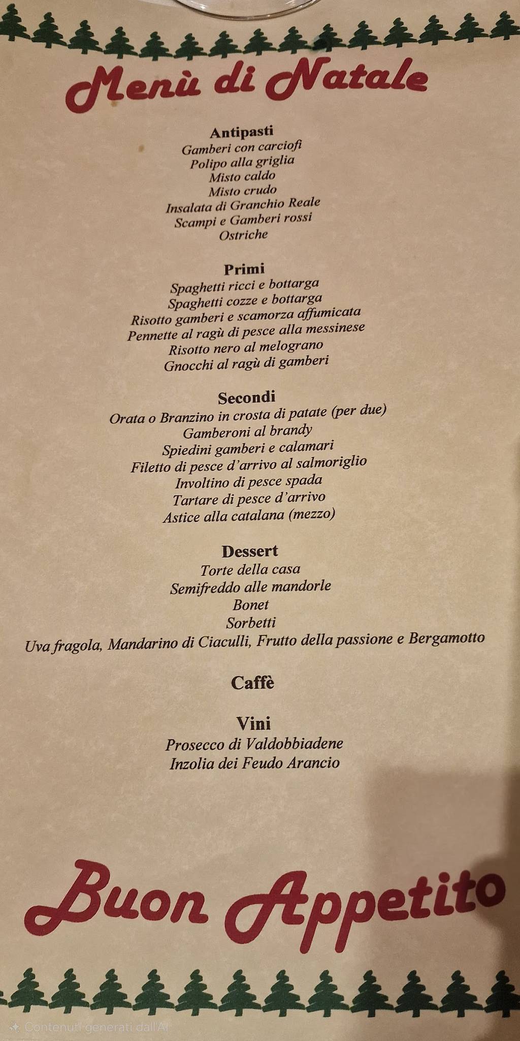 Menu di Trattoria Al Muleto 