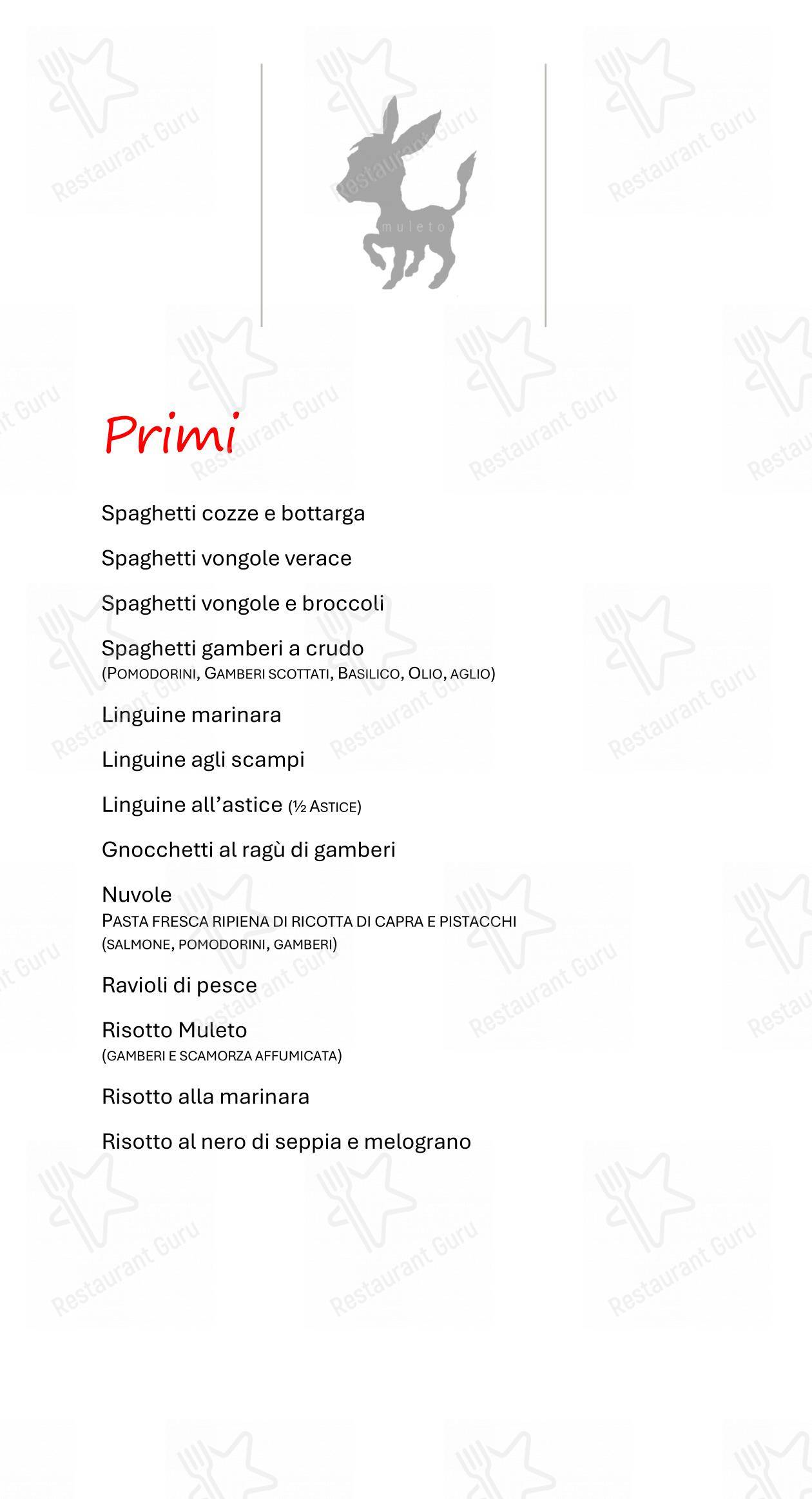 Trattoria Al Muleto in Milano - Menu