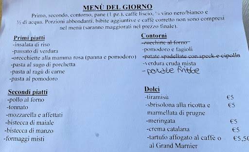 Menu di Trattoria Cimbarlin 