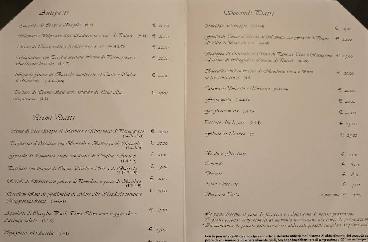 Menu di Trattoria Da Olindo 