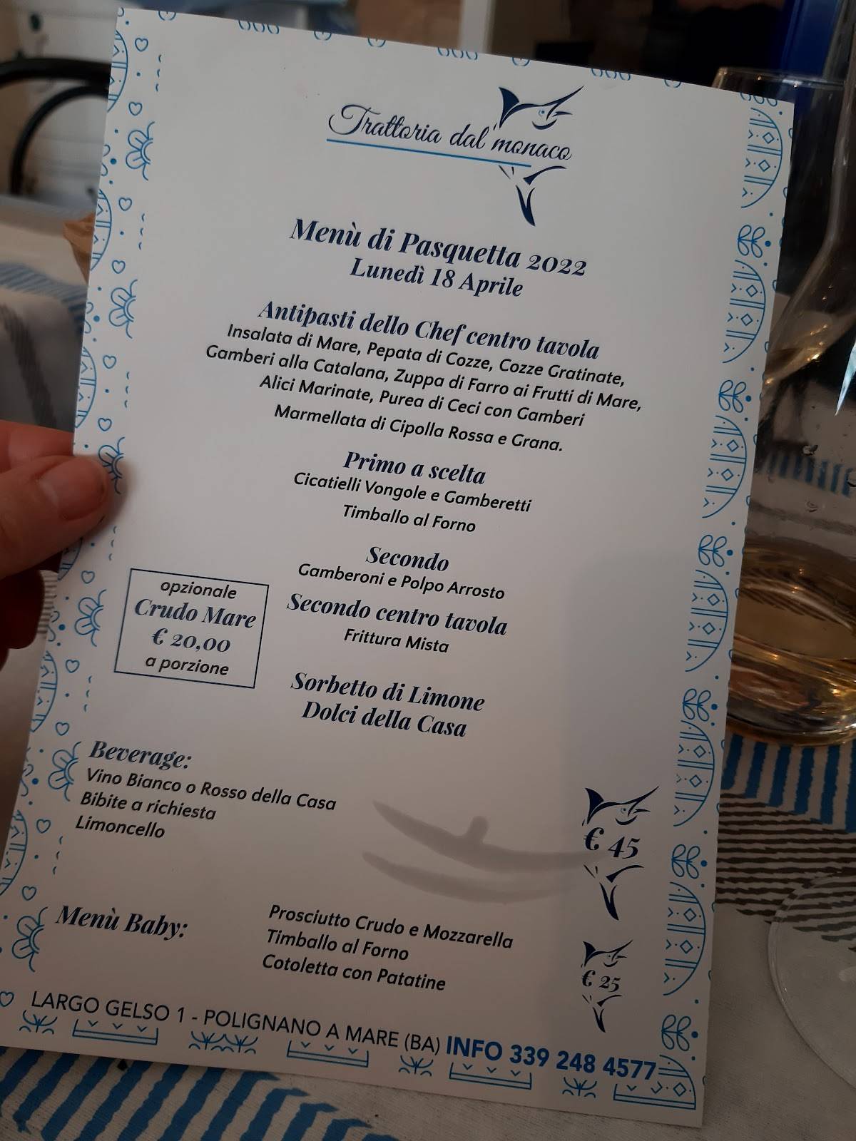 Menu di Trattoria Dal Monaco 