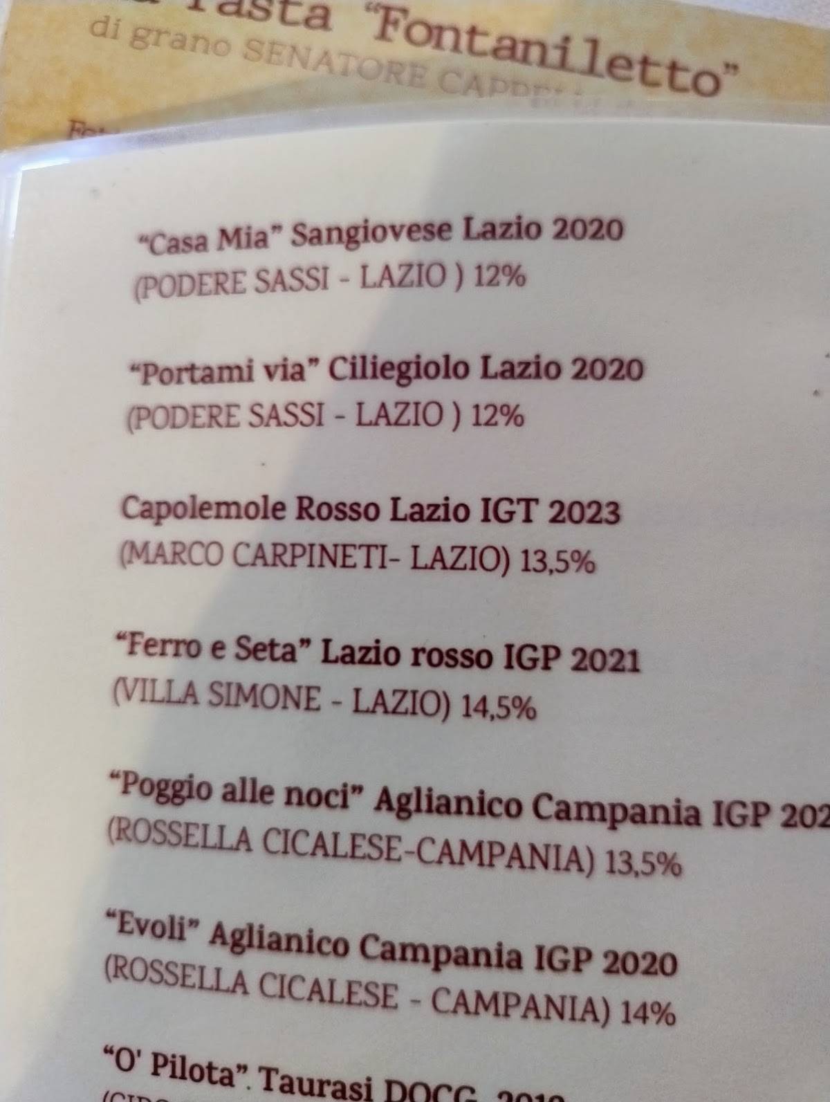Menu di Trattoria La Dispensa 