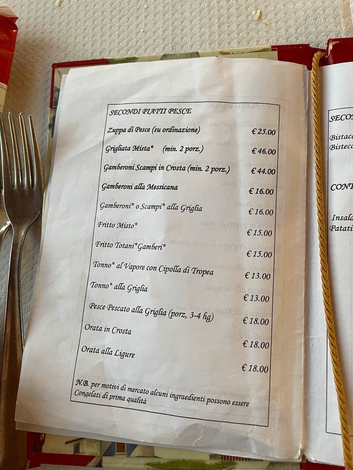 Menu di Trattoria Nanni 