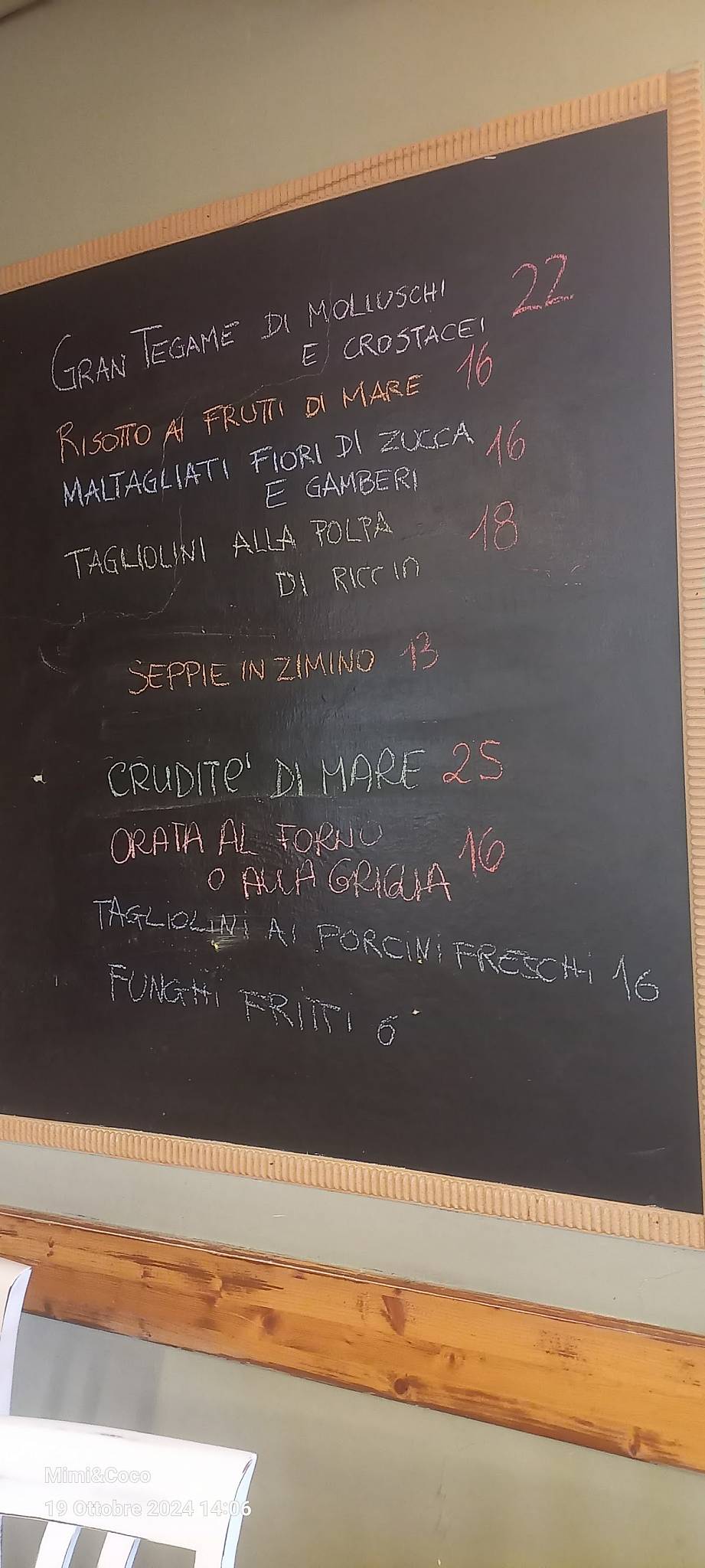 Menu di Trattoria Pizzeria Schioccapalle 