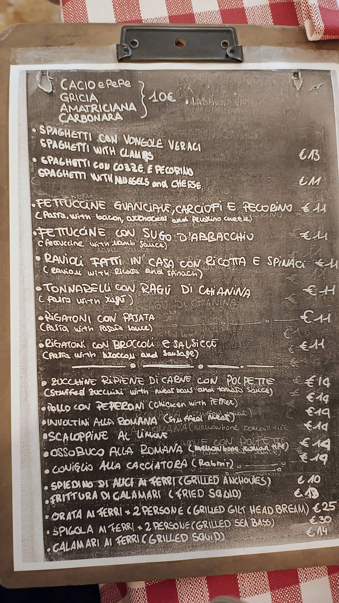 Menu di Trattoria da Paolo 
