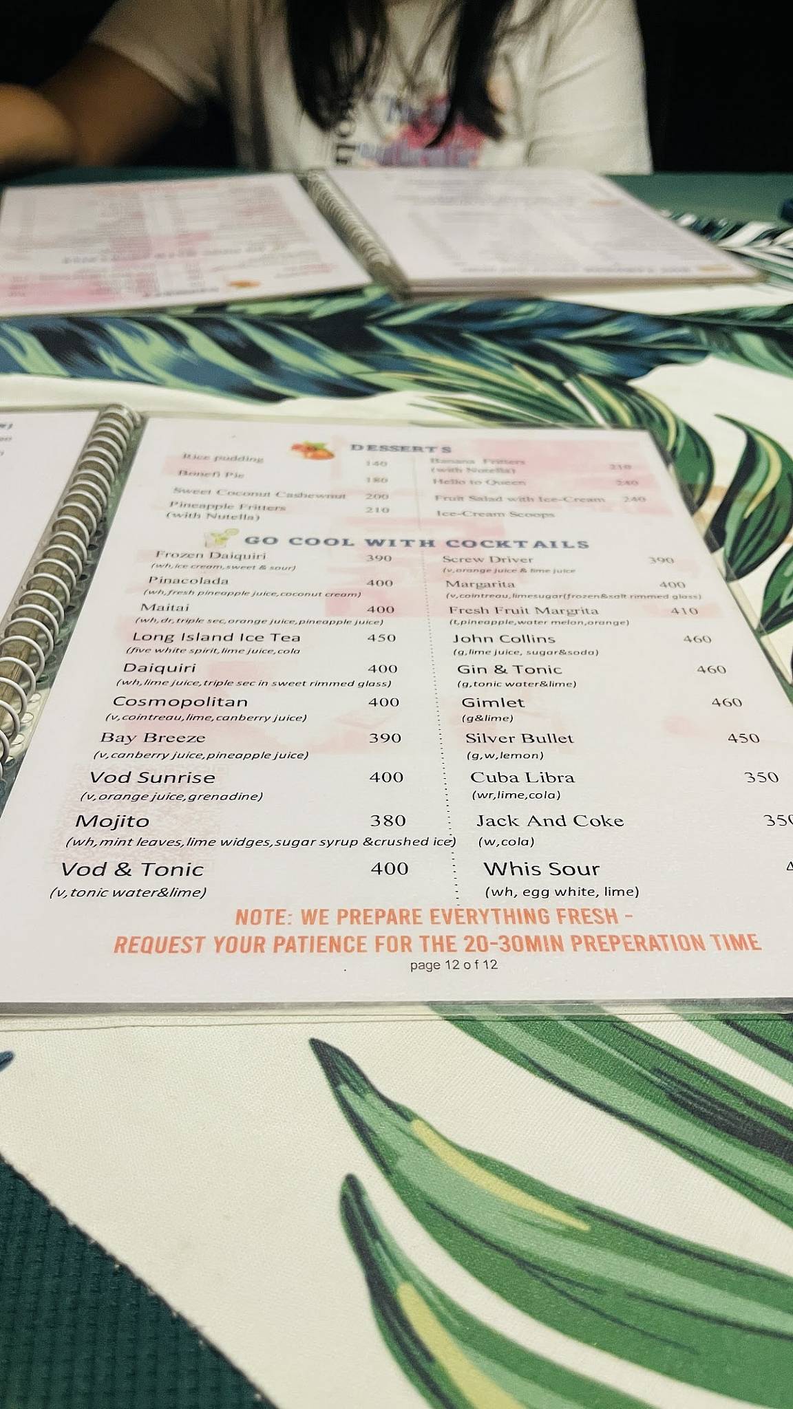 Trattorias Restaurant menu
