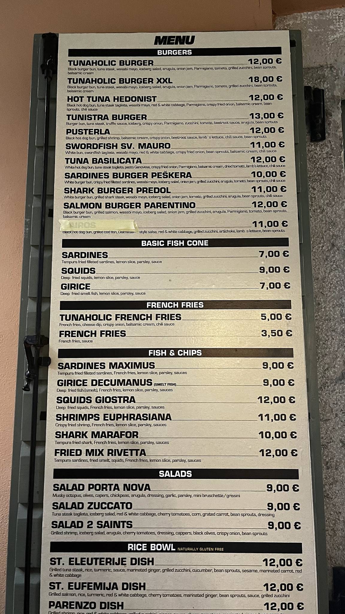 Menu di Tunaholic Fish Bar 